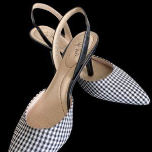 Life Stride sling back heels white black